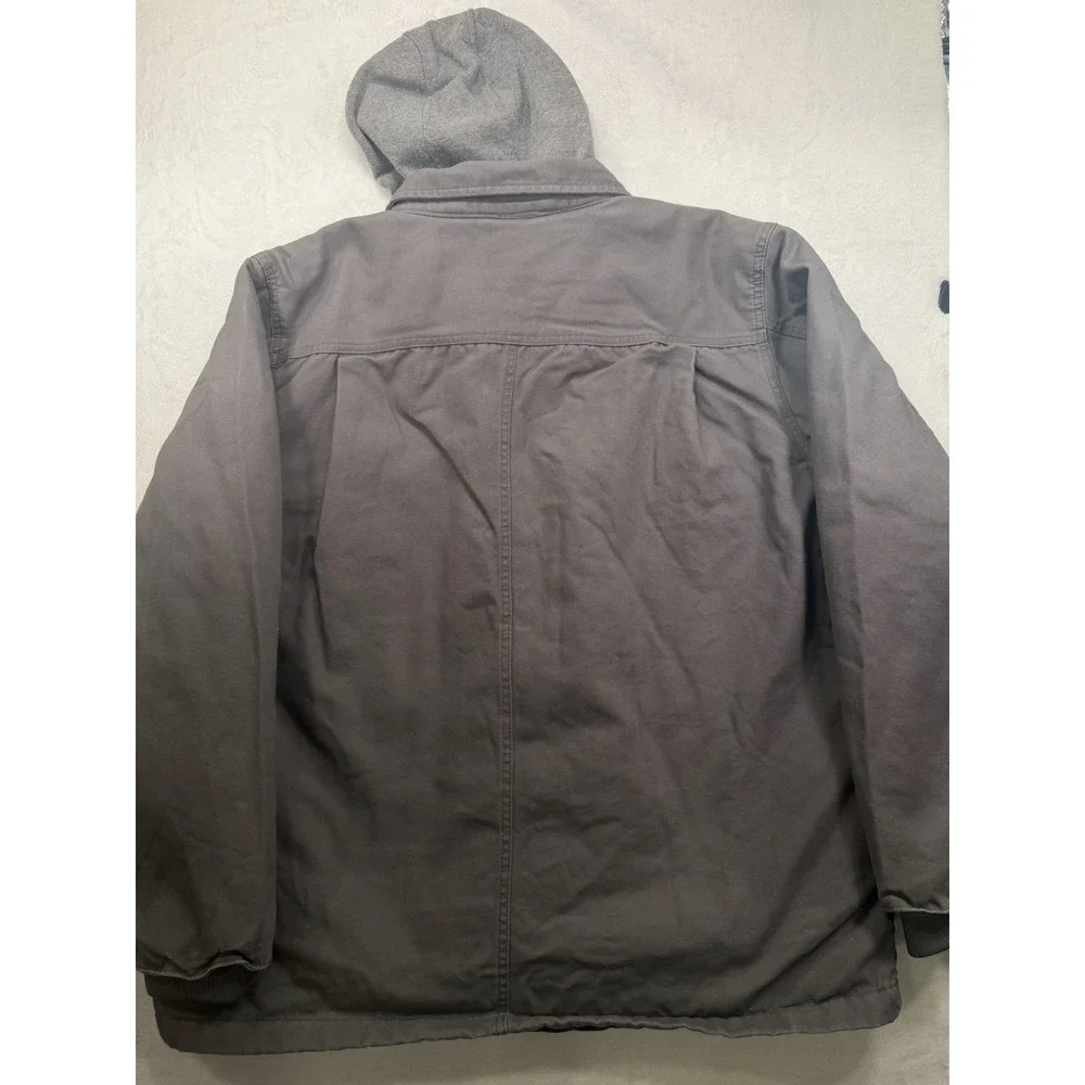 Dickies Men's Gray Lined Full Zip And Button Heavy Work Jacket Size 2XL Hooded